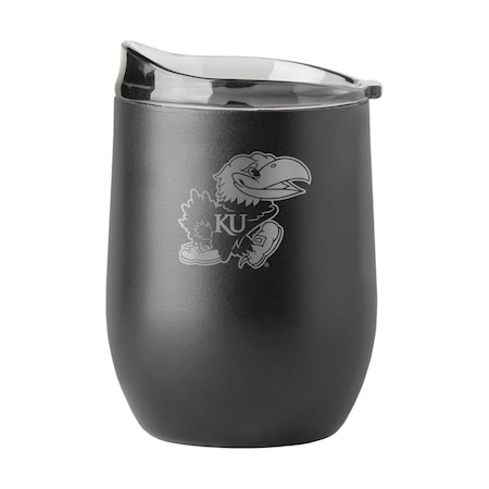Logo Brands Kansas 16oz Black Etch Powder Coat Curved Bev 157-S16PB-BLK-9